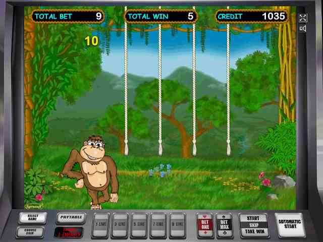 Тематическая игра в слоте Обезьянки Бонусная игра в аппарате Crazy Monkey