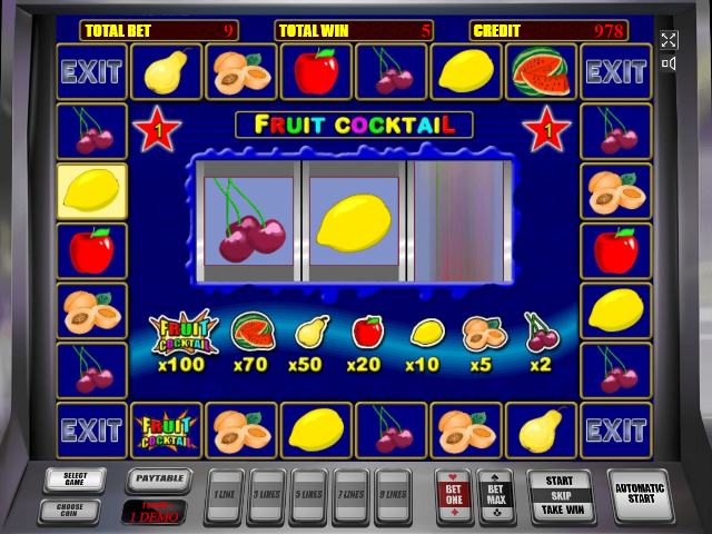 Рискованный раунд в слоте Fruit Cocktail Бонусная игра в слоте Фрут Коктейль